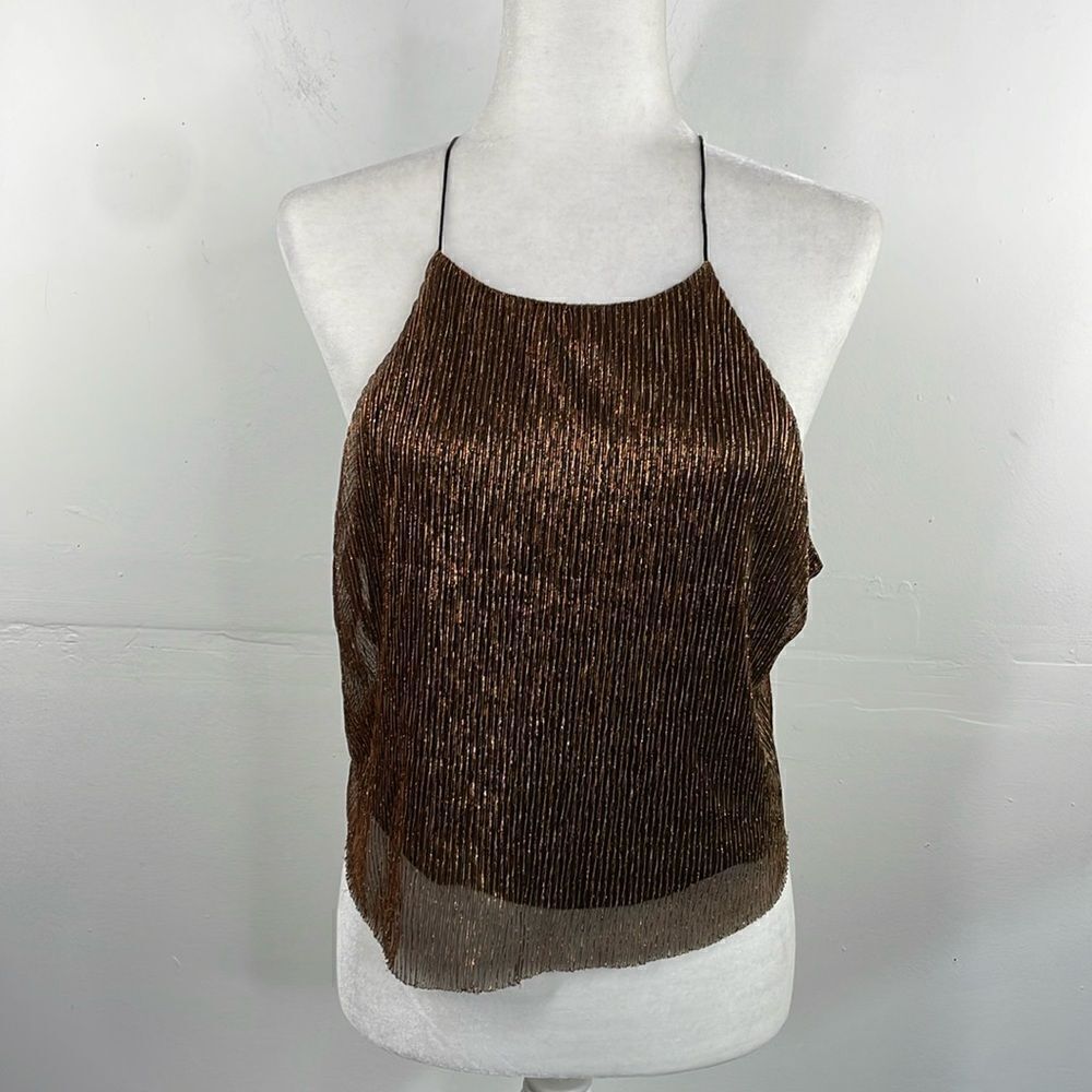 Cotton Candy Gold Metallic Crop Top Size Medium